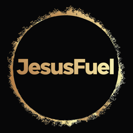 Jesus Fuel app icon: gold ring and the words JesusFuel on black